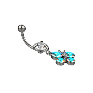 butterfly belly ring piercing - rainbow colored belly button jewellery - IndoLibas