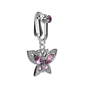 Butterfly Clip On Belly Ring - Fake Belly Button Piercing - IndoLibas