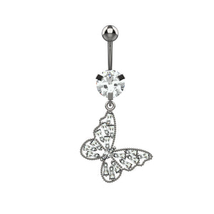 butterfly dangle belly button ring – stylish 14g navel jewellery for women - IndoLibas