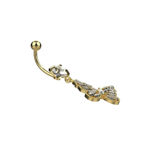 butterfly dangle belly button ring – stylish 14g navel jewellery for women - IndoLibas