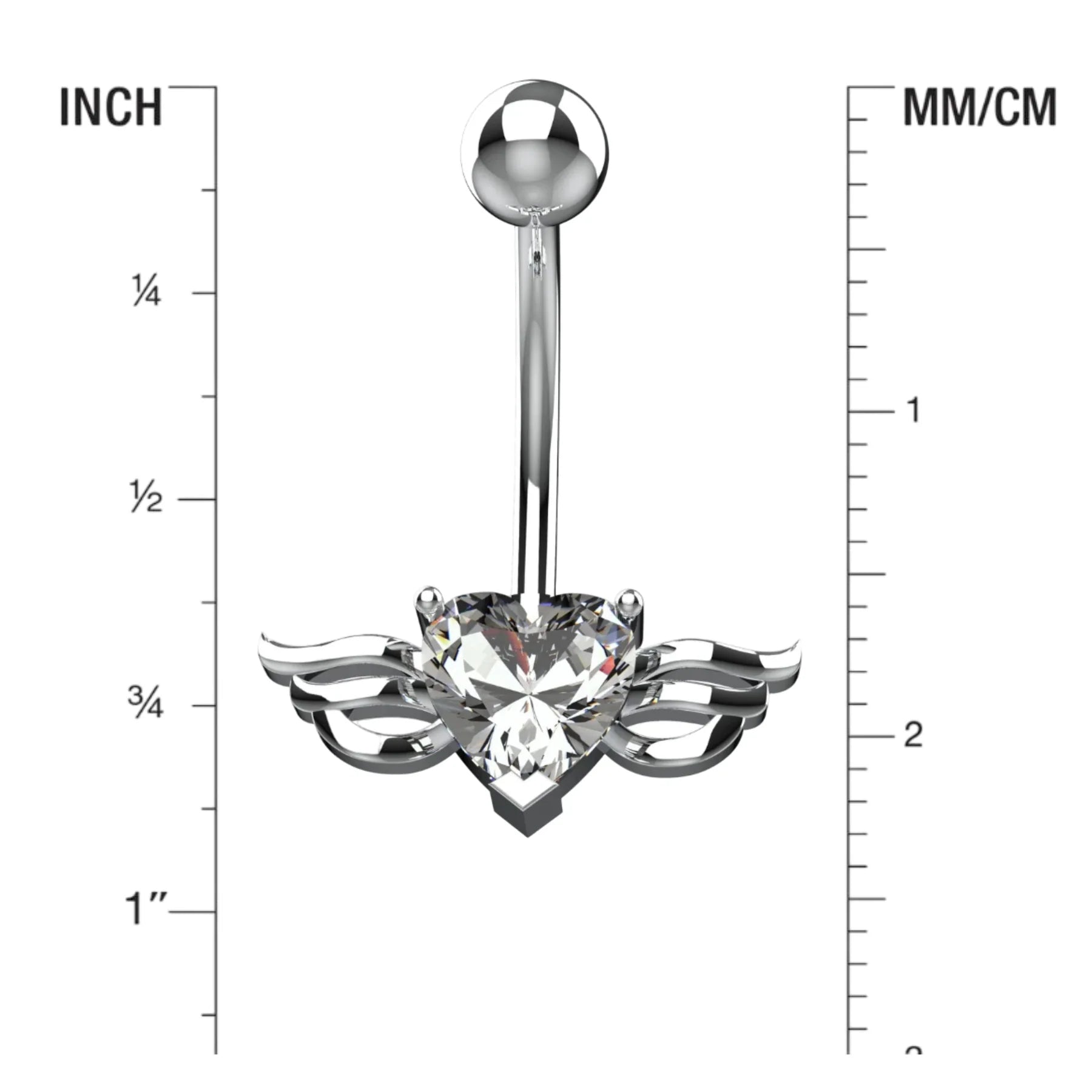 Angel Wing Belly Button Ring Piercing - Size Guide