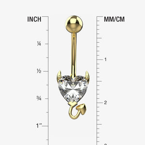 Devil Heart Belly Button Ring Piercing - Size Guide