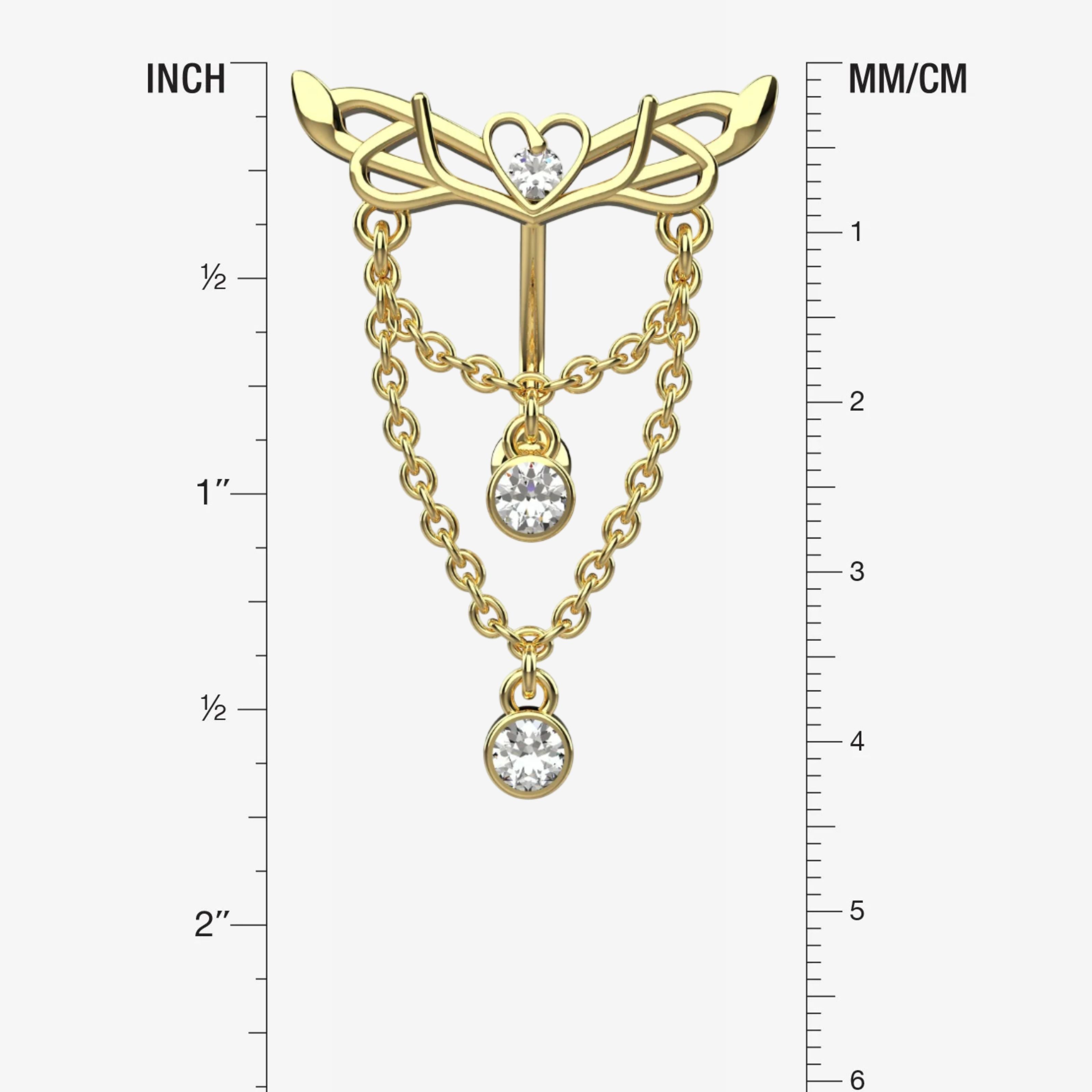 Angel wing Belly Button Ring Piercing - Size Guide