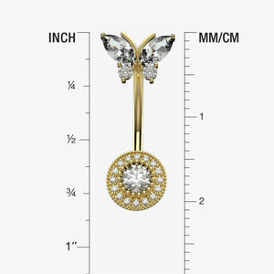 Butterfly Gold Belly Button Ring Piercing - Size Guide