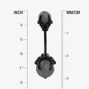 Black belly button ring with gray stone