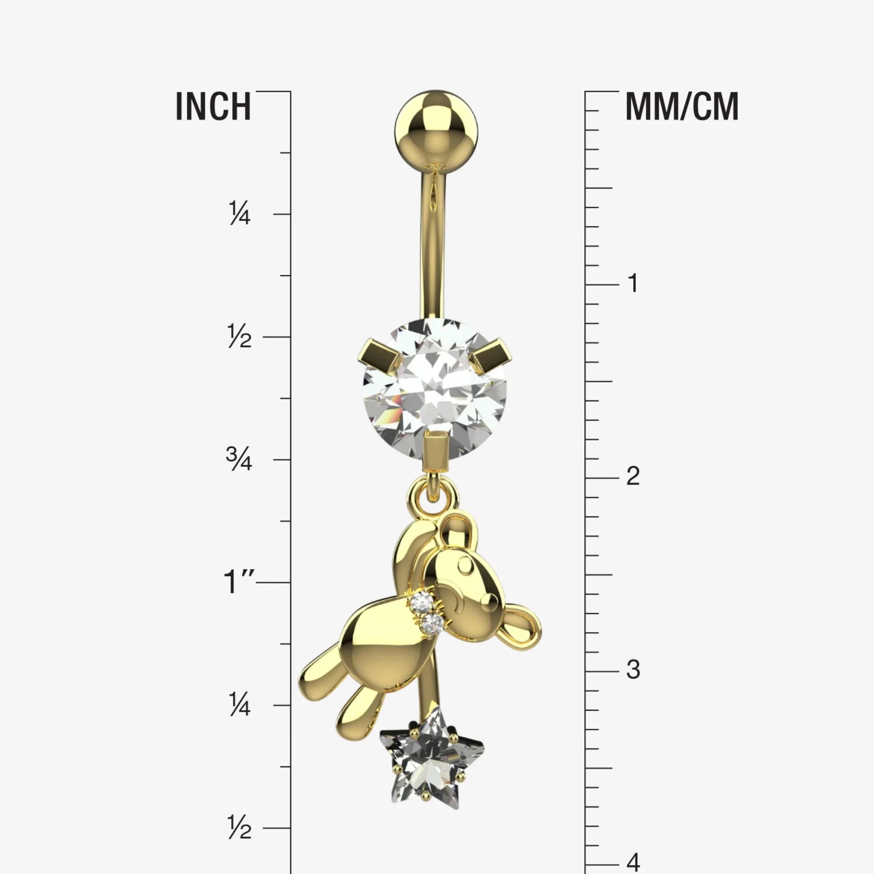 Silver Belly Button Ring Piercing - Size Guide