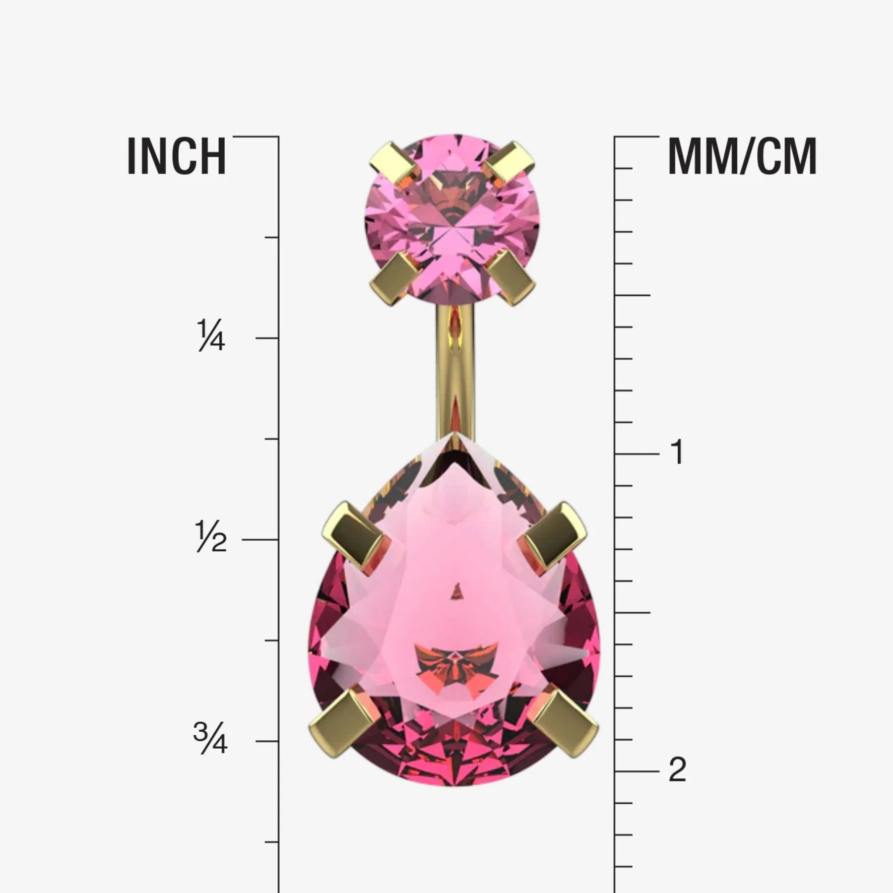 pink stone belly ring - silver gold belly button ring