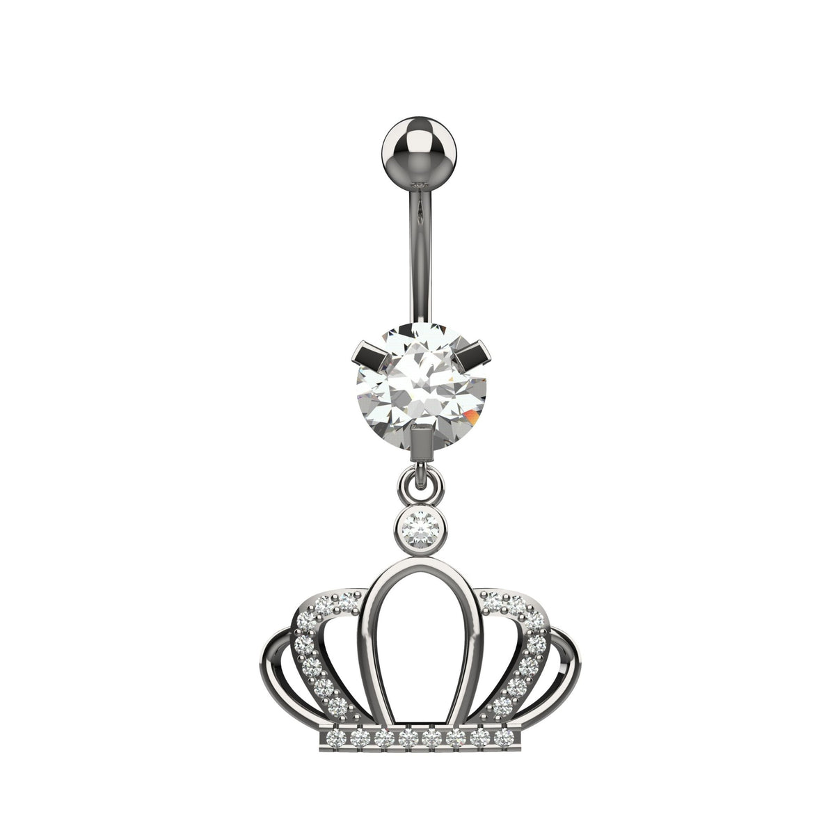 crown design silver belly ring - latest belly ring jewellery for indian women - IndoLibas