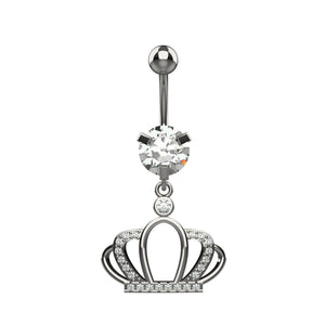 crown design silver belly ring - latest belly ring jewellery for indian women - IndoLibas