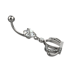 crown design silver belly ring - latest belly ring jewellery for indian women - IndoLibas