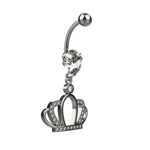 crown design silver belly ring - latest belly ring jewellery for indian women - IndoLibas