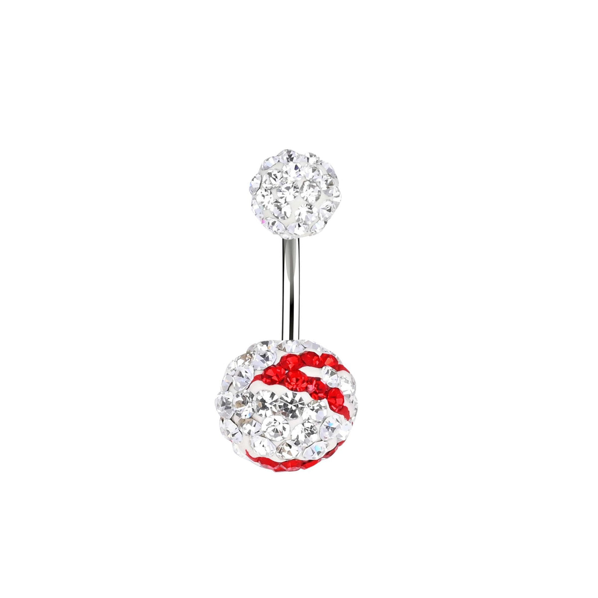 Crystal Ball Banana Bar Stud - Belly Piercing Ring - IndoLibas