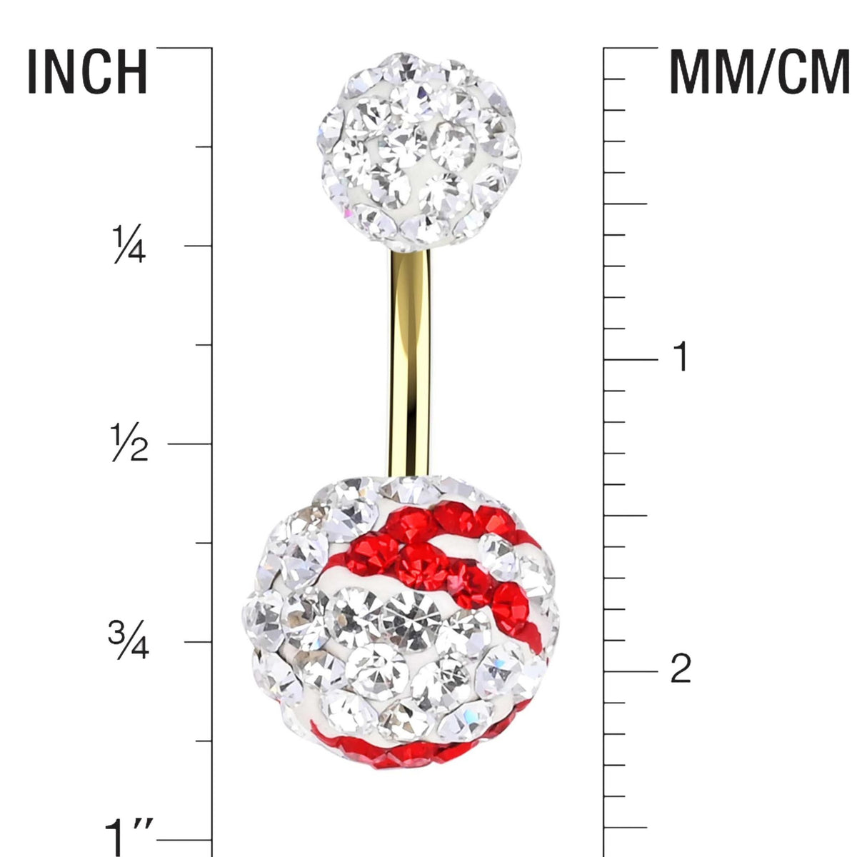 Crystal Ball Banana Bar Stud - Belly Piercing Ring - IndoLibas