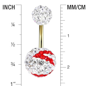 Crystal Ball Banana Bar Stud - Belly Piercing Ring - IndoLibas