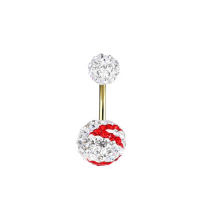 Crystal Ball Banana Bar Stud - Belly Piercing Ring - IndoLibas
