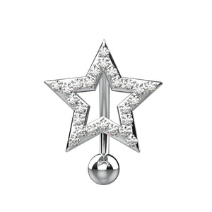 Crystals Star Navel Ring - Reverse Navel Piercing - IndoLibas