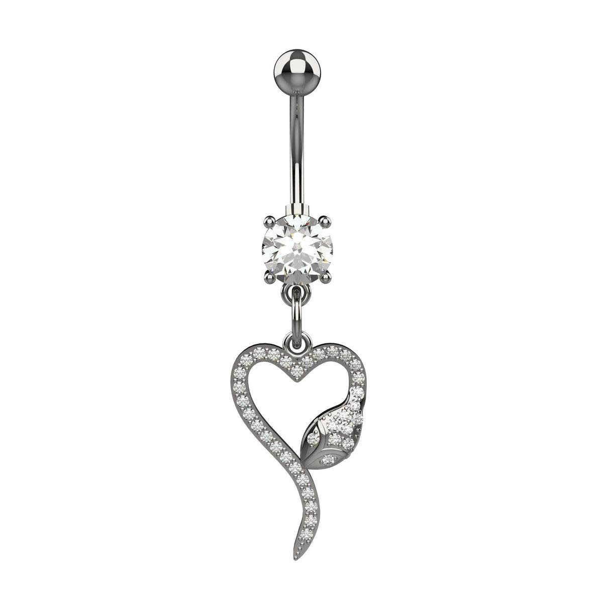 Dangling Snack Belly Ring – Stylish Belly Button Ring with Heart Design - IndoLibas