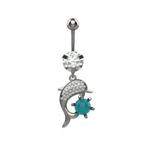 Small clear CZ crystal cluster decorating dolphin back