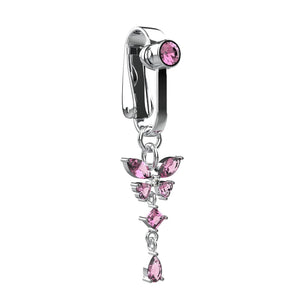 Non-piercing navel ring with simple polished metal ball detail