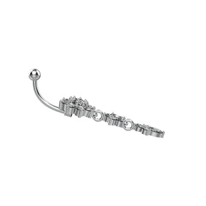 Small metal connecting rings joining clear CZ flower decorations
