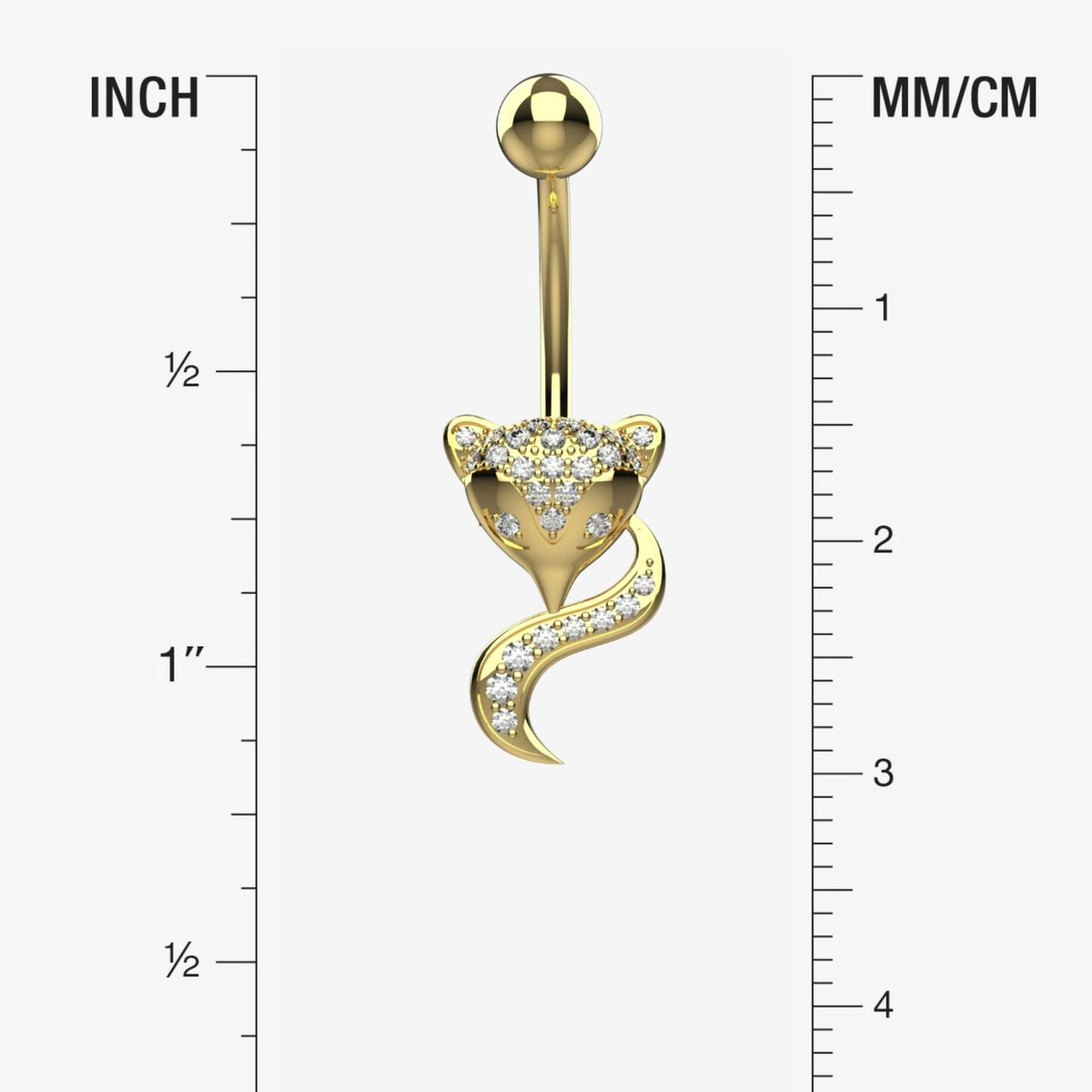 Gold tone fox head charm decorated with small clear CZ crystals
