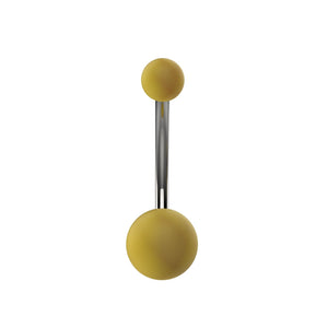 Larger matte gold bottom ball on curved belly button ring