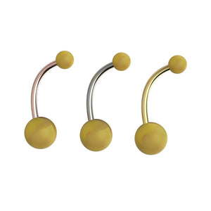 14G 10mm matte gold ball belly button ring with steel bar