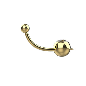 Yellow Gold 10mm crystal belly ring with custom charm attachment loop