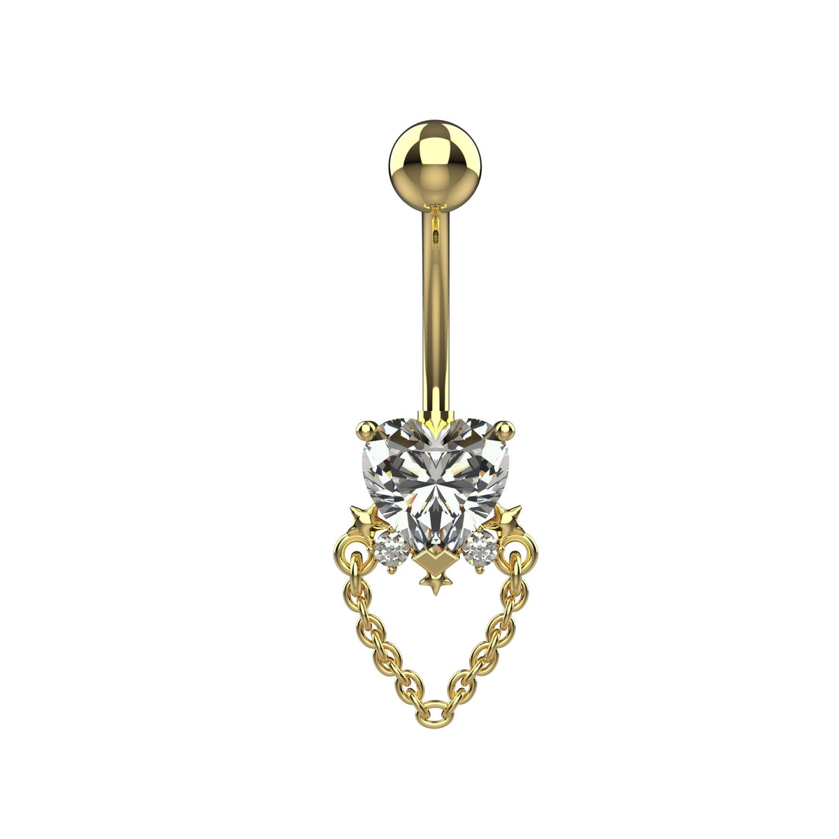 heart design belly ring – cute belly button piercing navel jewellery india - IndoLibas