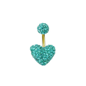 INDOLIBAS turquoise crystal heart belly ring silver gold rose gold options
