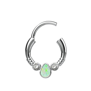 opal stone septum nose ring - traditional south indian nose piercing jewellery - IndoLibas