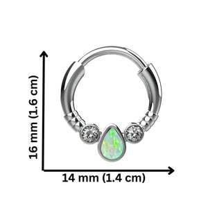 opal stone septum nose ring - traditional south indian nose piercing jewellery - IndoLibas