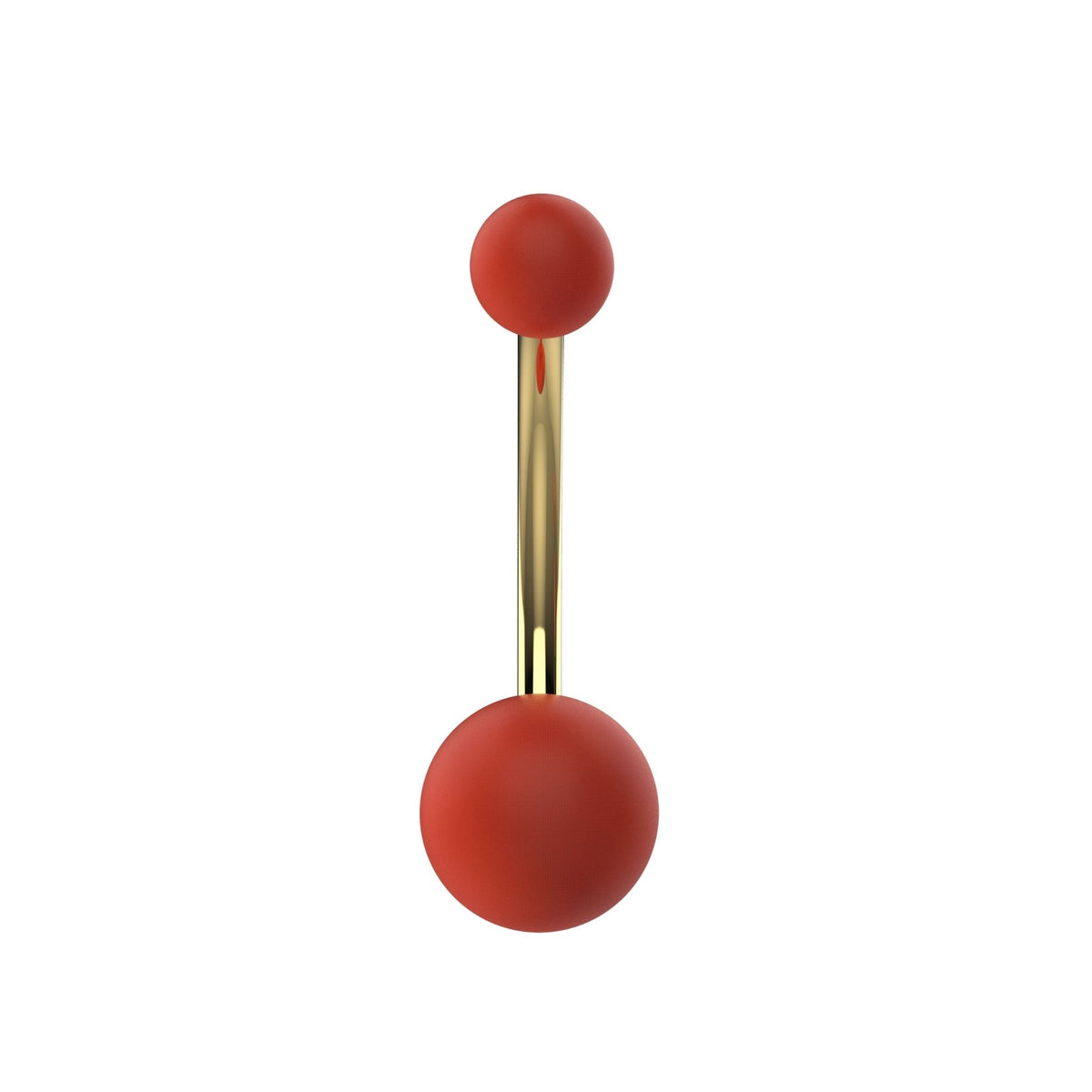 14G red stainless steel ball belly button ring with matte red balls
