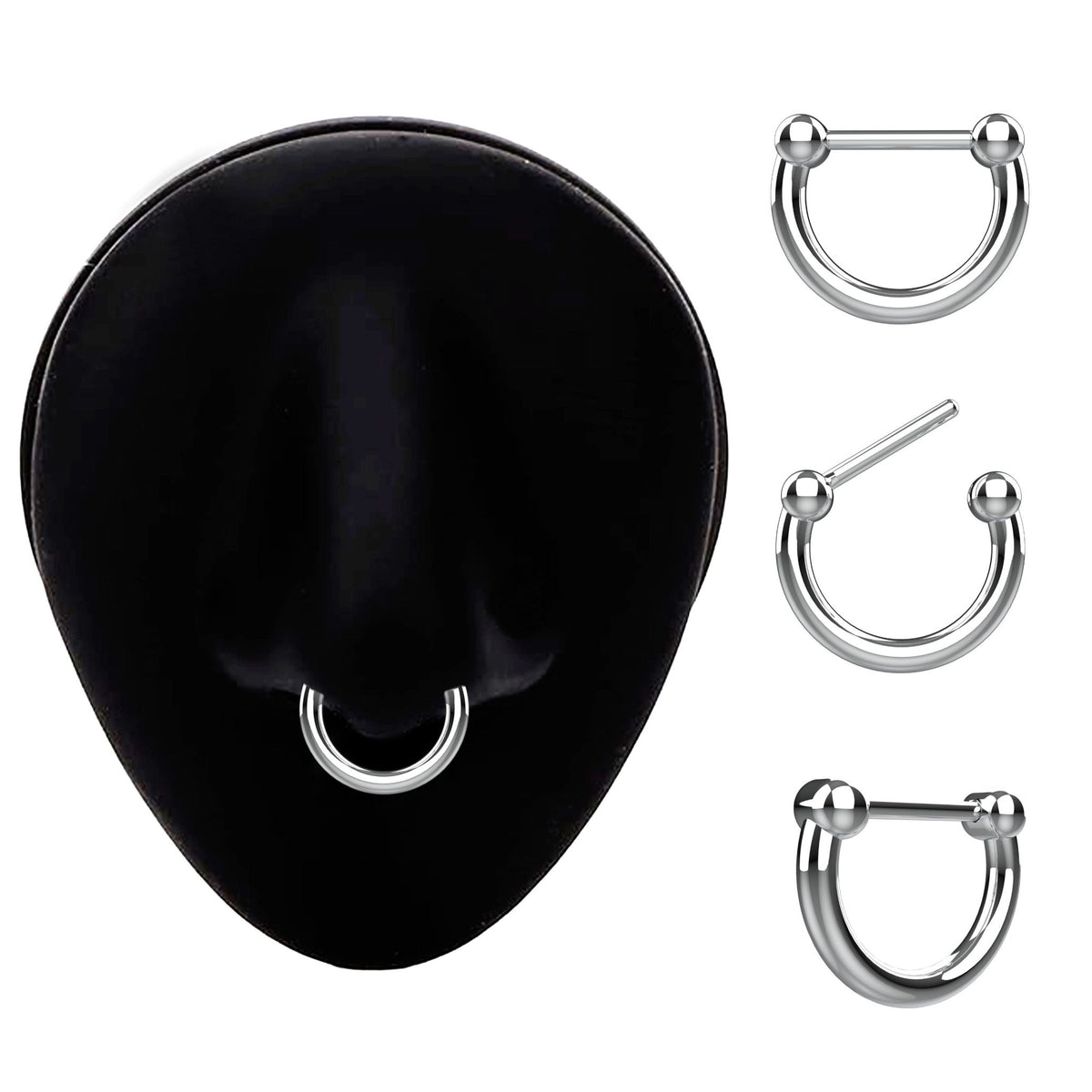 septum ring traditional silver - indian nose piercing jewellery - IndoLibas