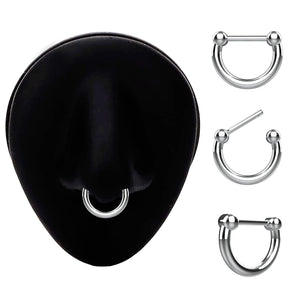 septum ring traditional silver - indian nose piercing jewellery - IndoLibas