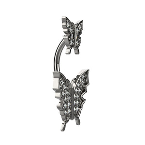 Smaller top butterfly with matching clear CZ crystals on curved bar