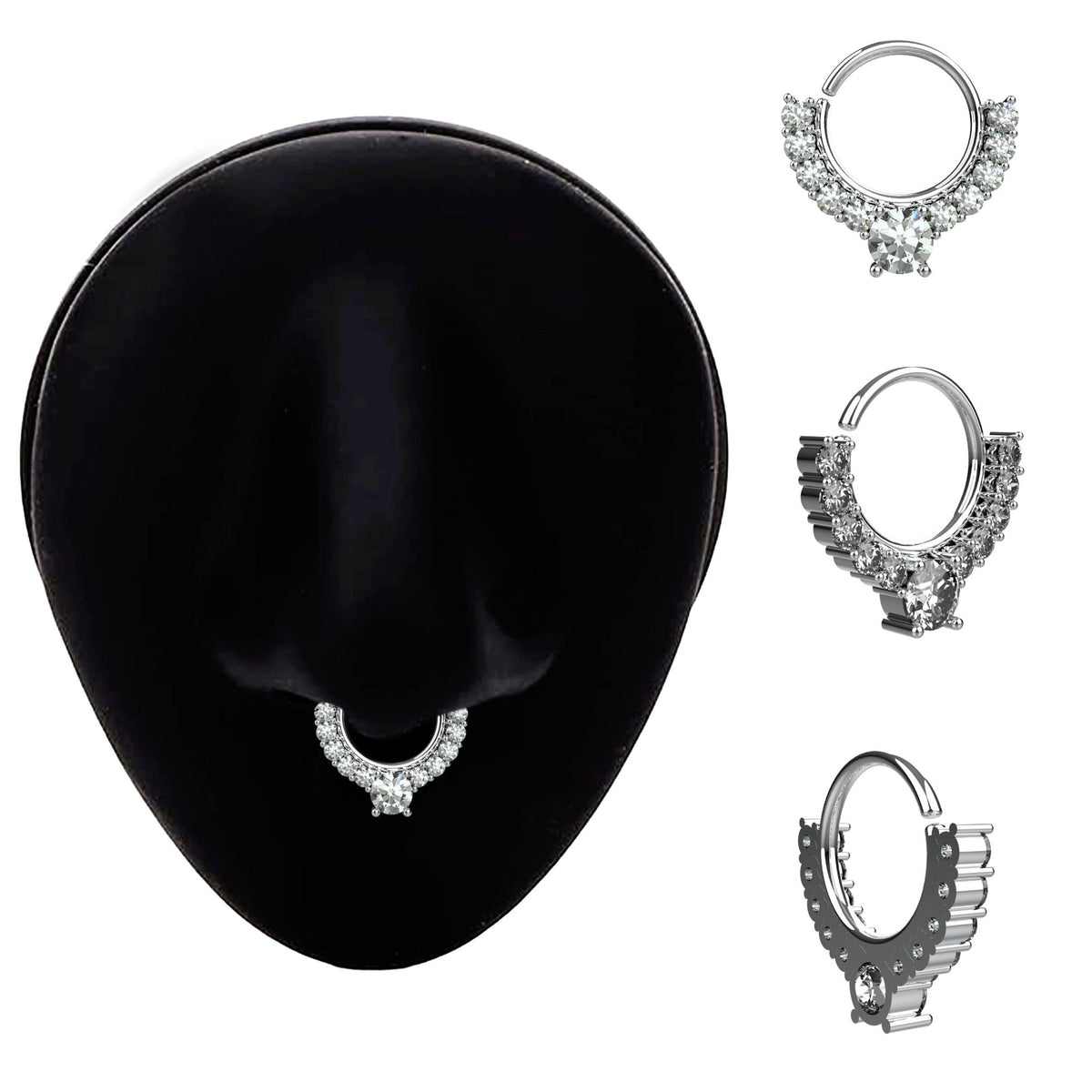 silver septum ring - tribal nose ring piercing, indian nose hoop - IndoLibas