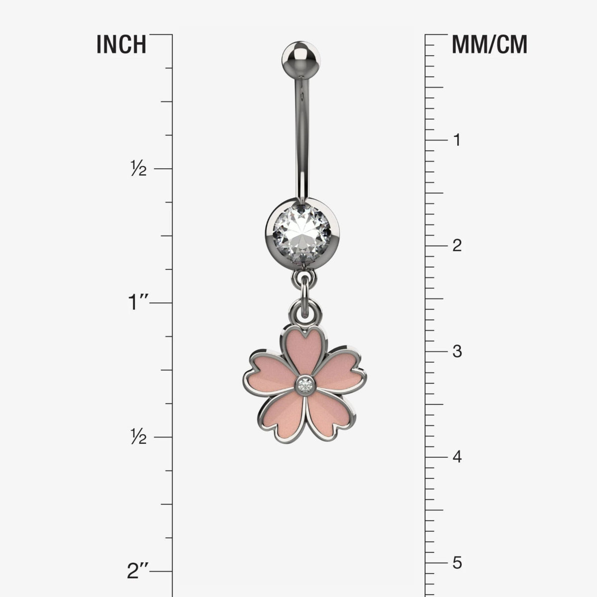 Six pale pink enamel petals with silver tone flower border
