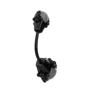 Black decorative ball option on skull belly piercing jewellery