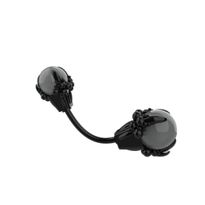 Black skull gripping an opaque ball in grey colour option