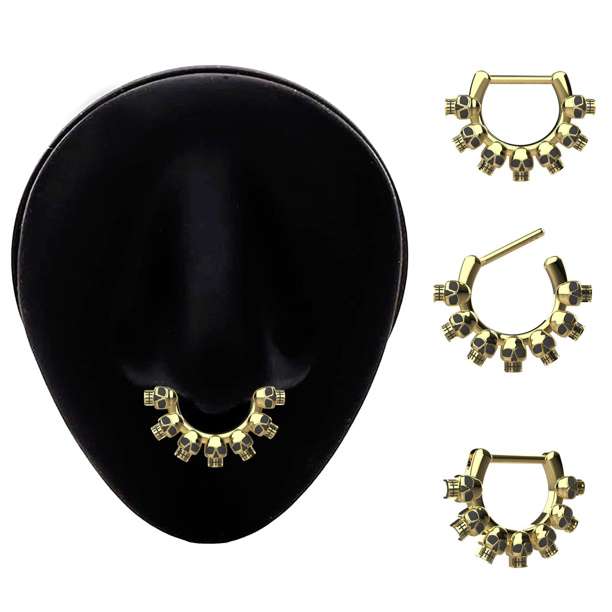 skull design septum ring gold septum piercing tribal jewellery - IndoLibas