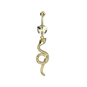 snake dangle belly button ring for women – 14g navel jewellery india - IndoLibas