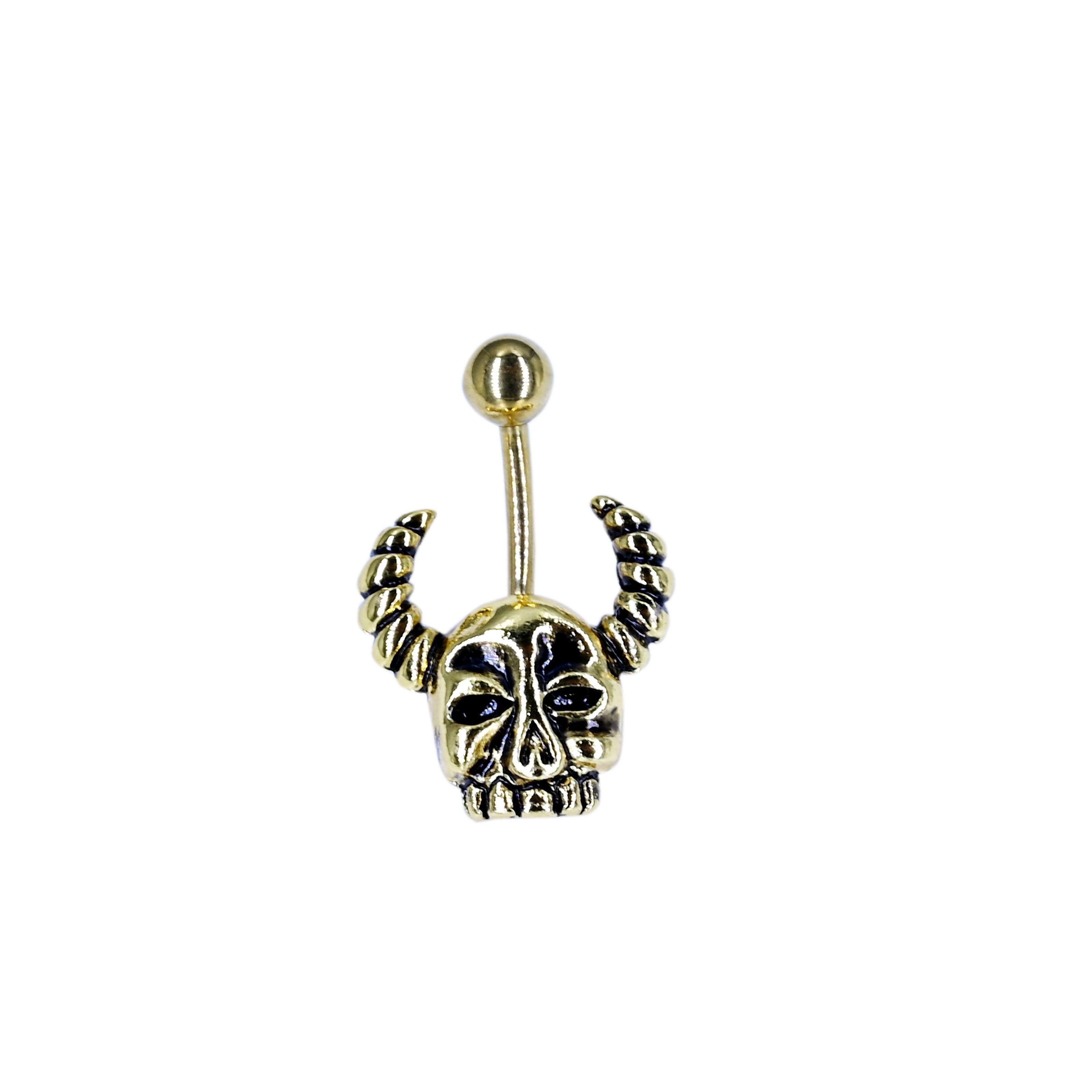 Gold skull-shaped belly button ring 