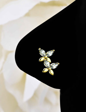 Gold Butterfly Nose Stud Gold