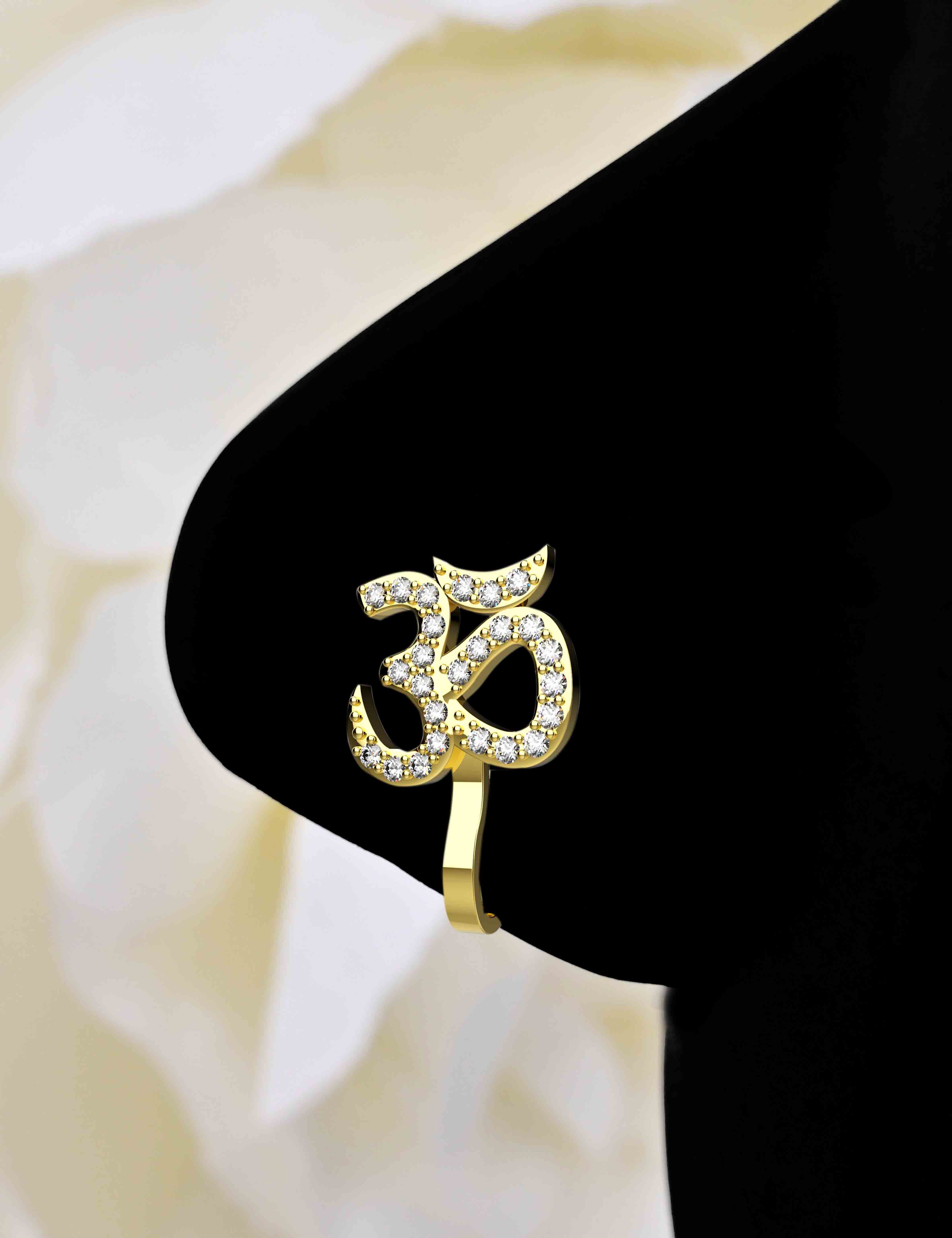 Om Nose Pin design without Piercing