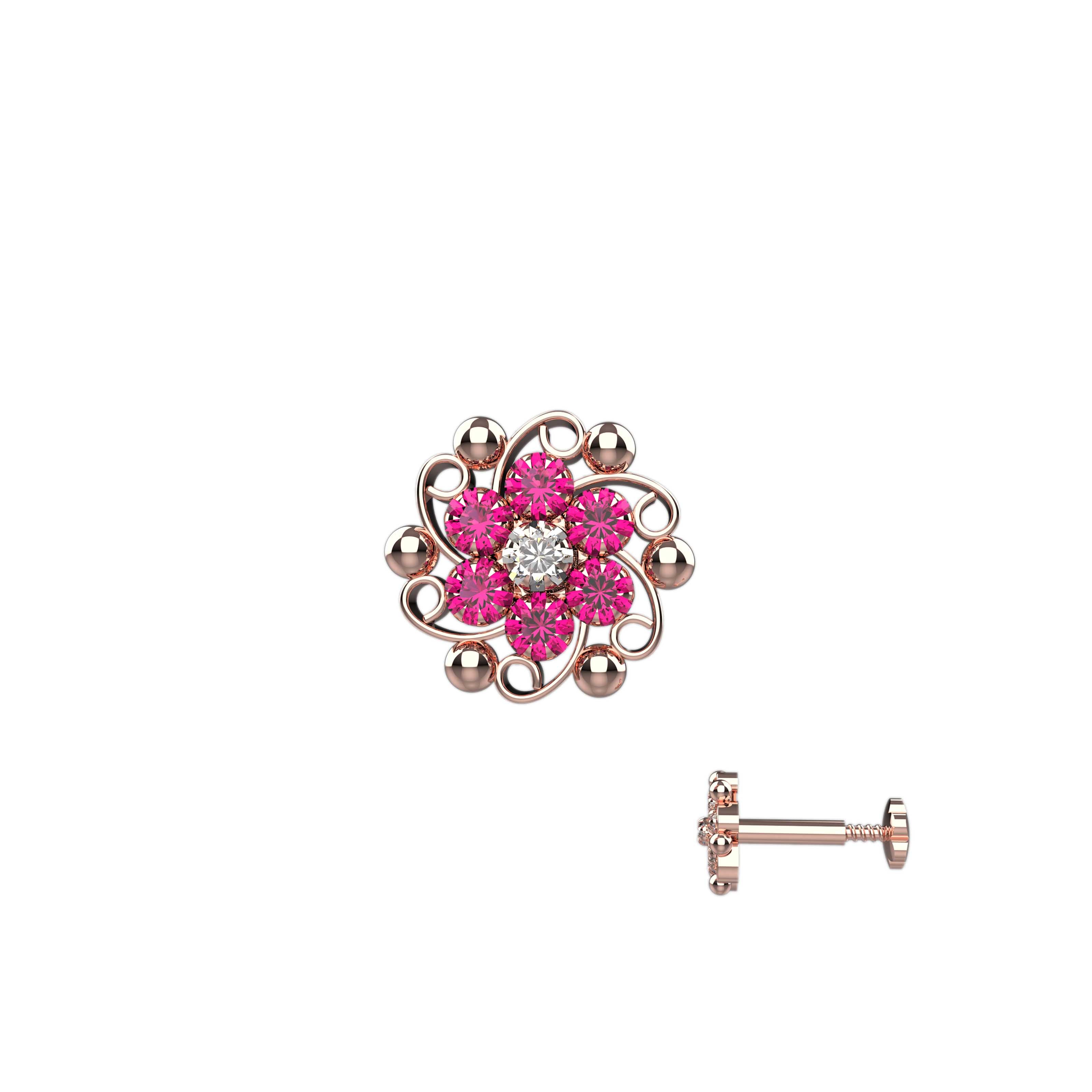 Flower Motif Nose Pin