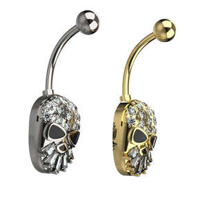 Gold and silver belly button rings with skull design 