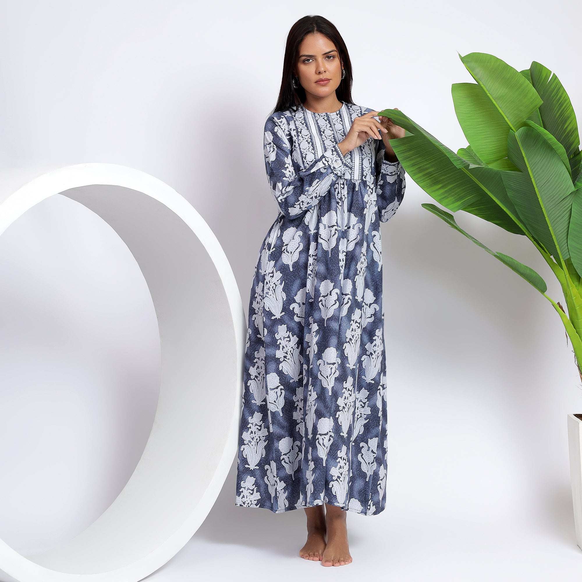 Floral Buta Midi Dress – Graceful Dresses for Women