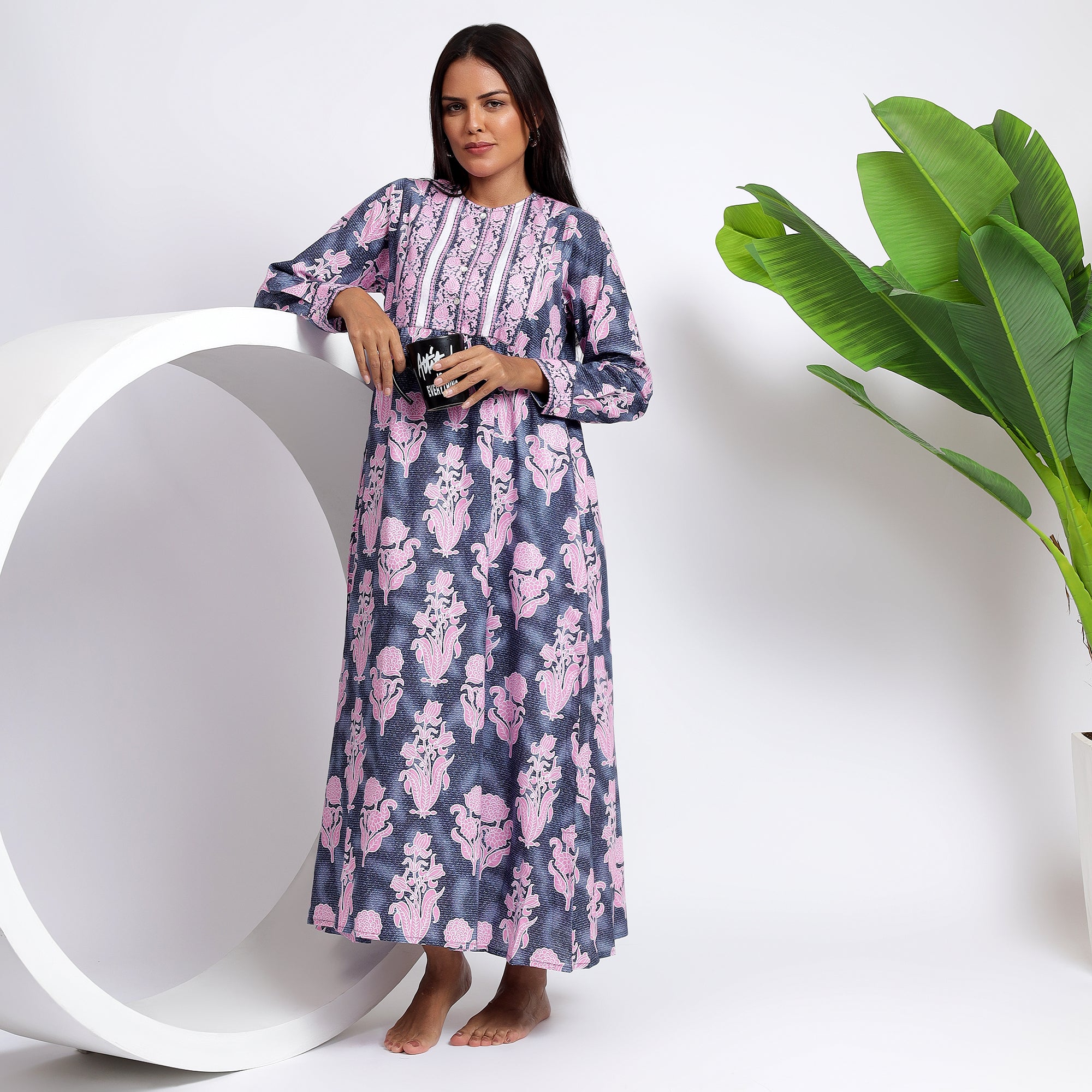 Floral Buta Midi Dress – Graceful Dresses for Women