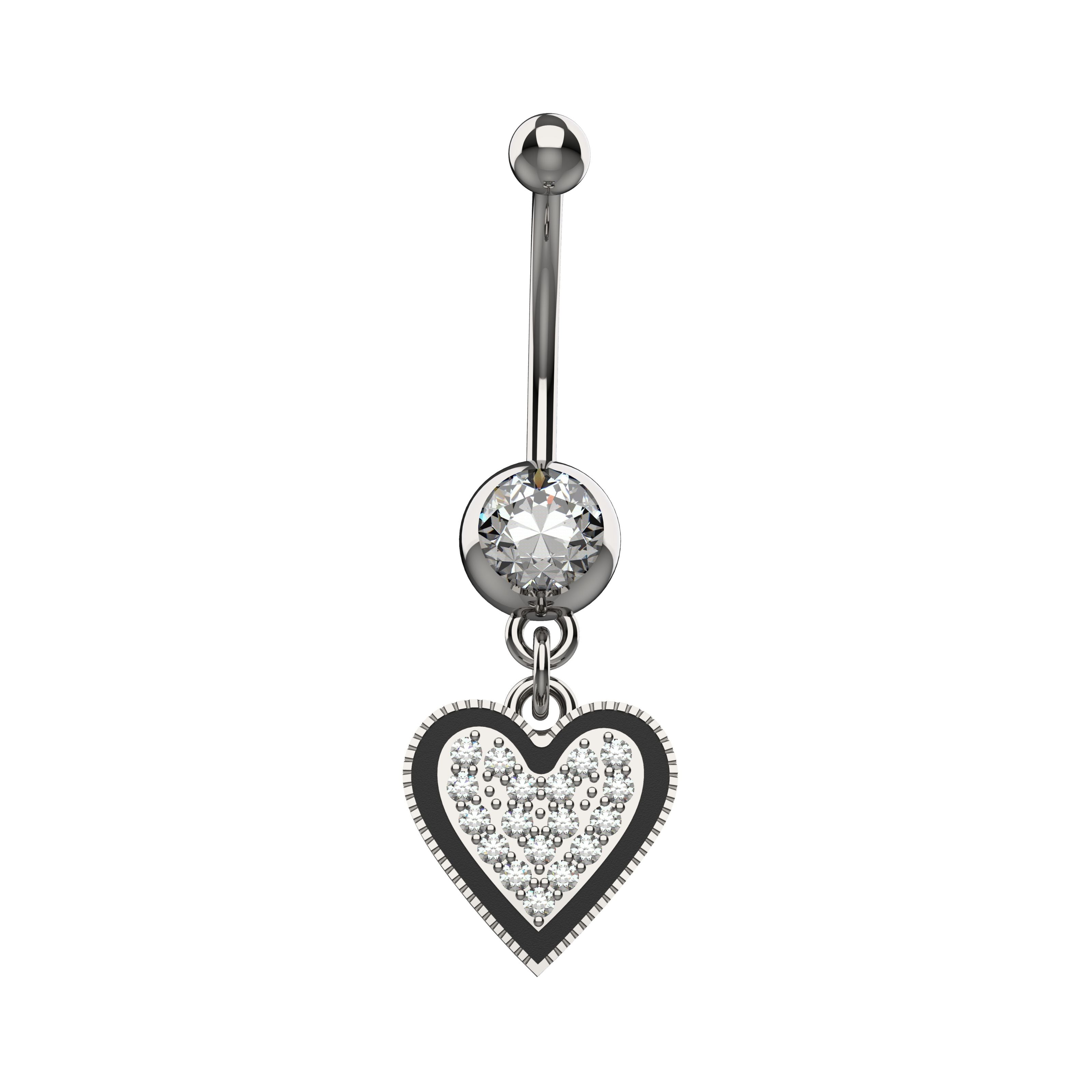 heart shape belly piercing – dangle belly ring jewellery